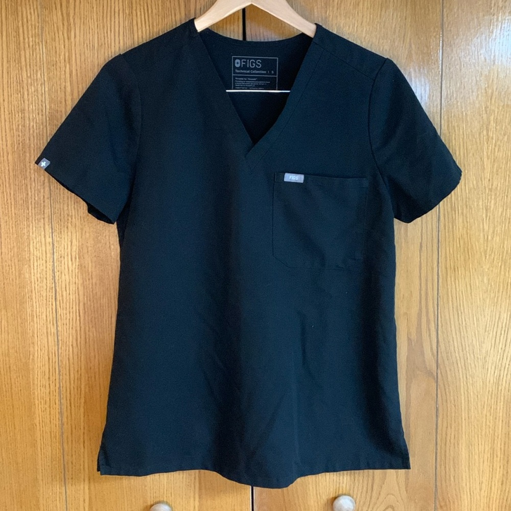 Figs Technical Collection Black Scrub Short Sleeve Top
